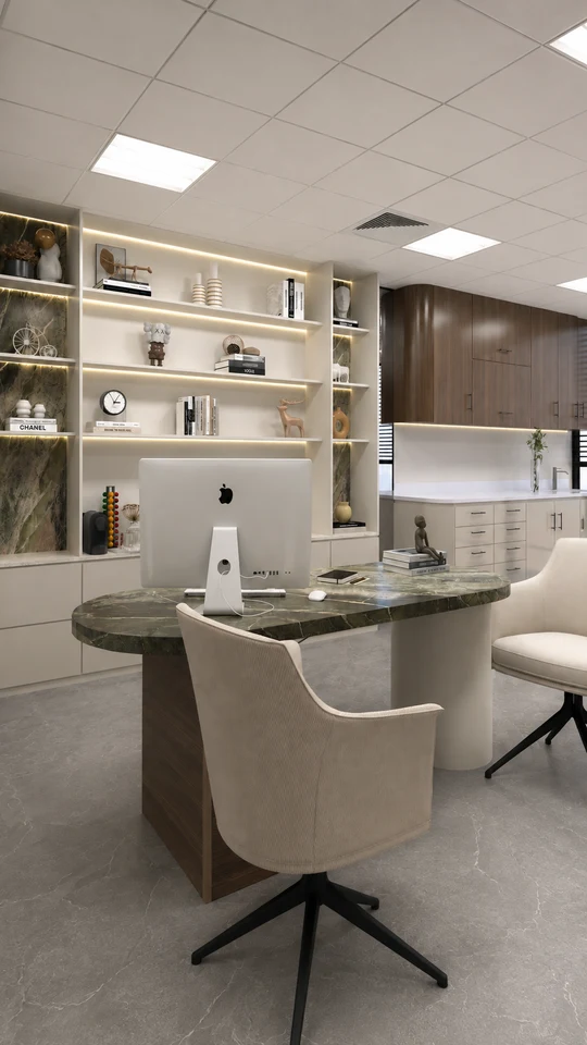 Bureau — mobilier et bibliothèque — Centre Dentaire Dr Hitmi Fatma à Fès — conception 3D