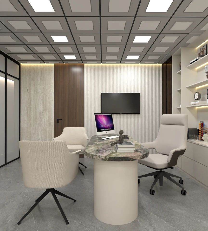 Bureau — perspective et variante de plafond — Centre dentaire Dr Hitmi Fatma à Fès — conception 3D
